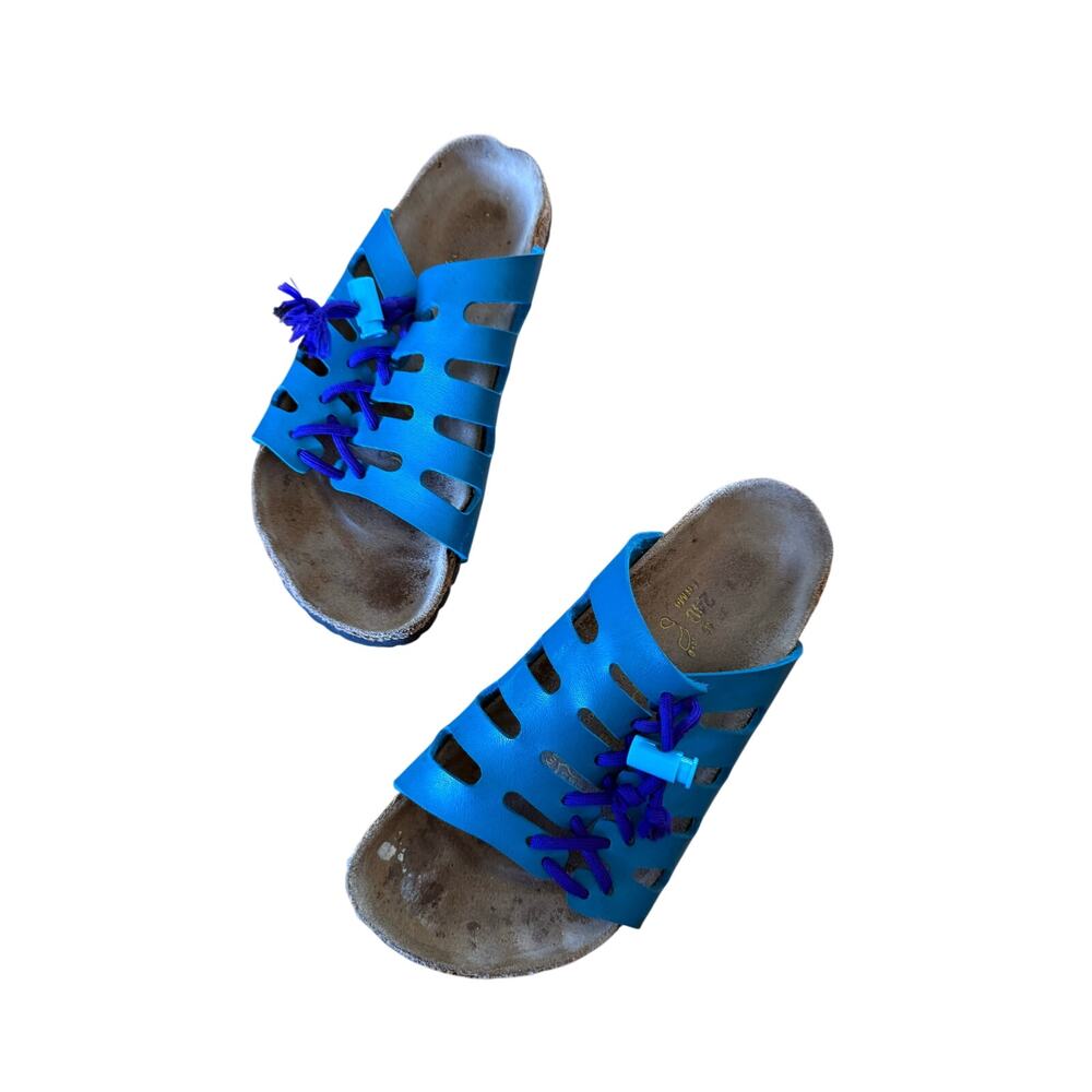 Papillon blue leather laced‎ up sandals